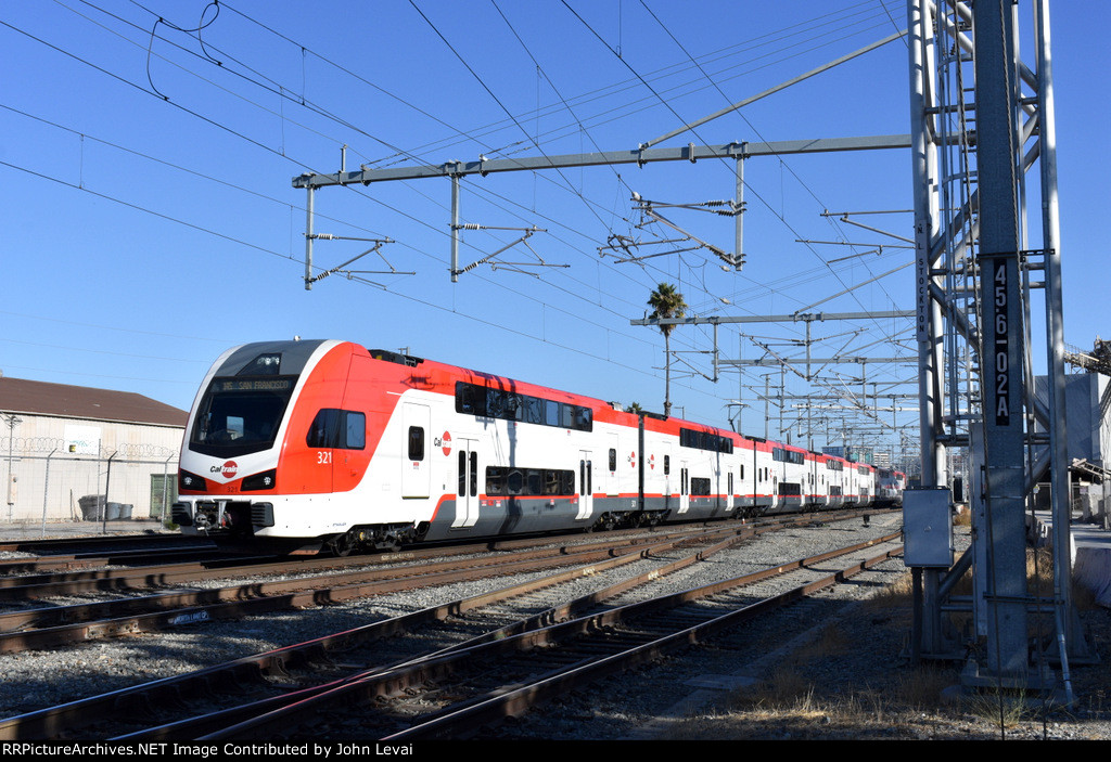 Caltrain # 145 skips College Park Station heading north up the Peninsula to San Francisco